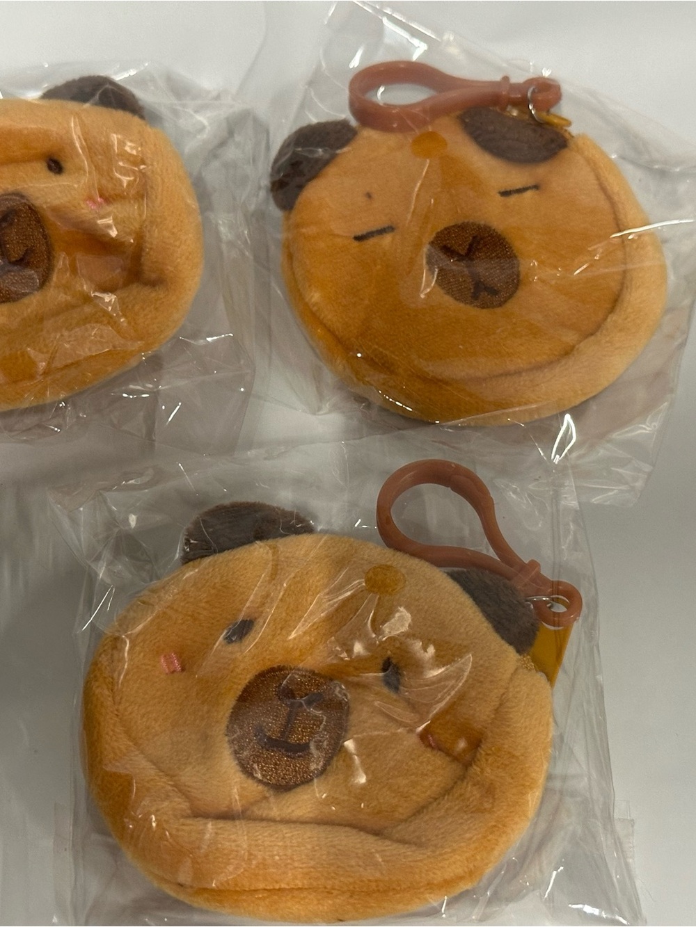 Cute Plush Bear Coin Pouch Keychain - Tan Brown
